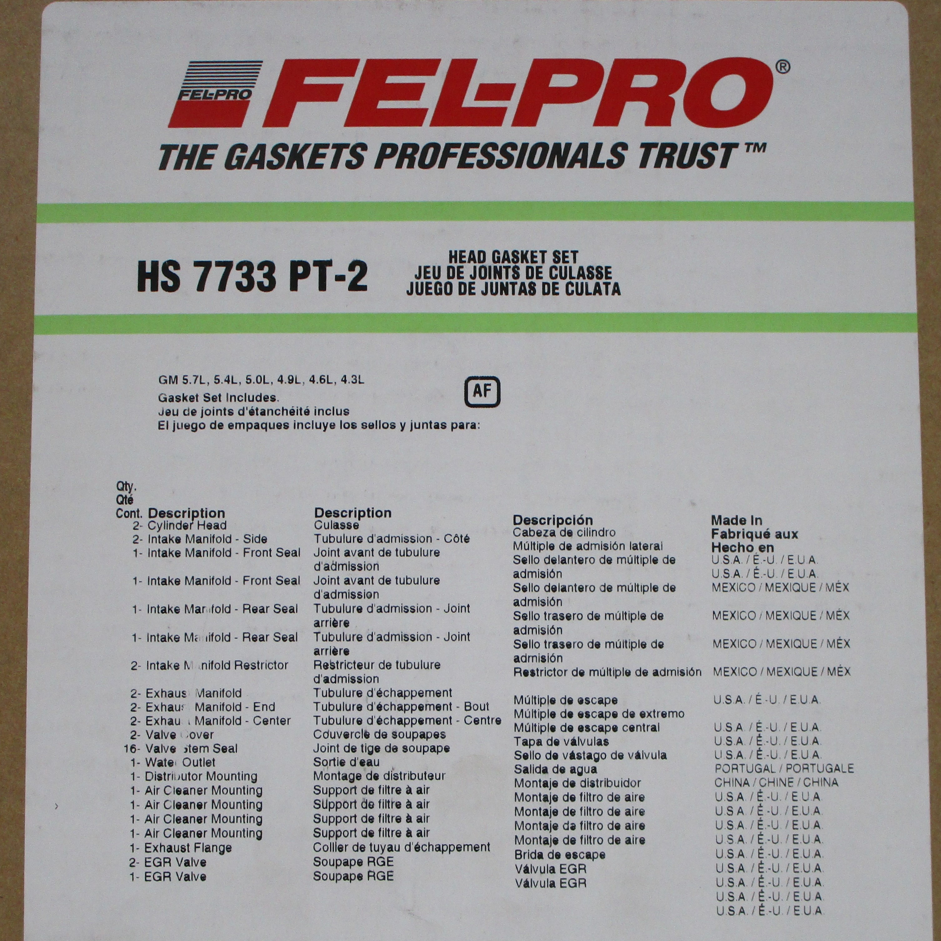 Head Gasket Set Compatible With Buick 5.7L V8 1977-1979 - Chevrolet 4.3/4.6/5.0/5.3/5.4/5.7L 1965-1980 - GMC 4.6/5.0/5.3/5.4/5.7L 1960-1980