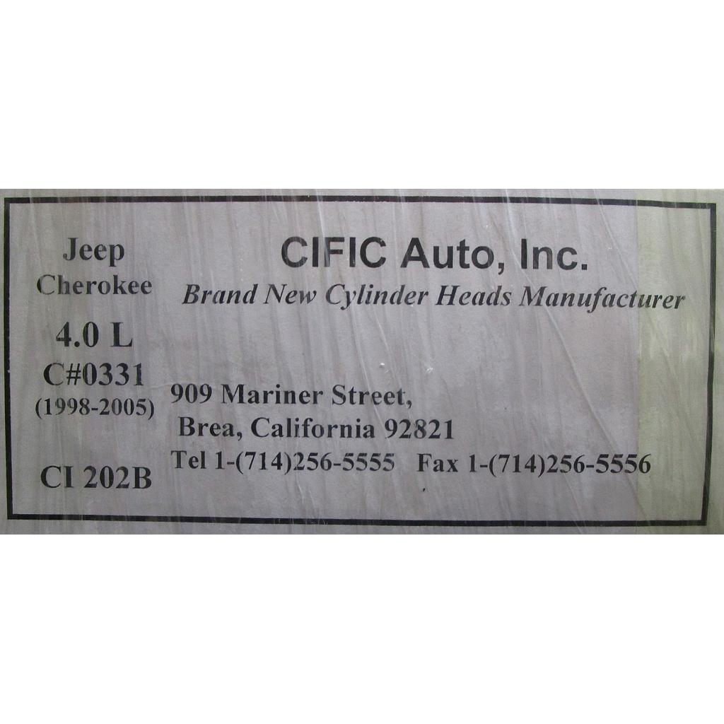 1998-2005 Jeep Cylinder Head Compatible With : Cherokee/Grand Cherokee L6, 4.0L/242, OHV 12 Valves (IN LINE) Casting Number #0331 ($100 Core Charge)